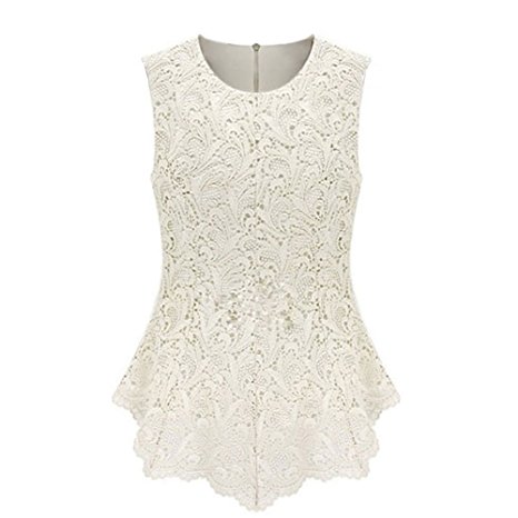 OFTEN Women's Sexy Chic Lace Shirt Fashion Sleeveless Blouse Tops