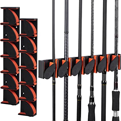 Goture Vertical Fishing Rod Holder, Horizontal Fishing Rod holder, Wall Mount Fishing Rod Rack Hold up to 12 Rods or Combos