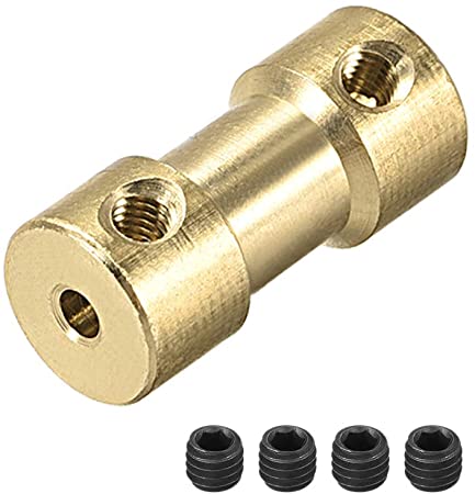 uxcell 2.3mm to 2.3mm Bore Rigid Coupling, 20mm Length 9mm Diameter, Copper Shaft Coupler Connector, Brass Tone 2Pcs