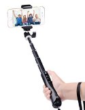 Extendable Selfie Stick - Cootree KS-01 Bluetooth Selfie Pole  Self Shooting Monopod with Bluetooth Remote Shutter Built-in for Apple Samsung Motorola LG HTC etc IOSMost Android Smartphones Black