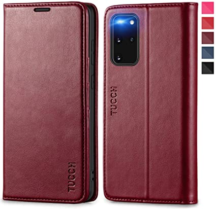 TUCCH Galaxy S20  PU Leather Case, Galaxy S20 Plus Wallet Case with Stand Function Card Slots TPU Inner Protective Cover Case Compatible with Samsung Galaxy S20  (6.7" 2020) - Wine Red
