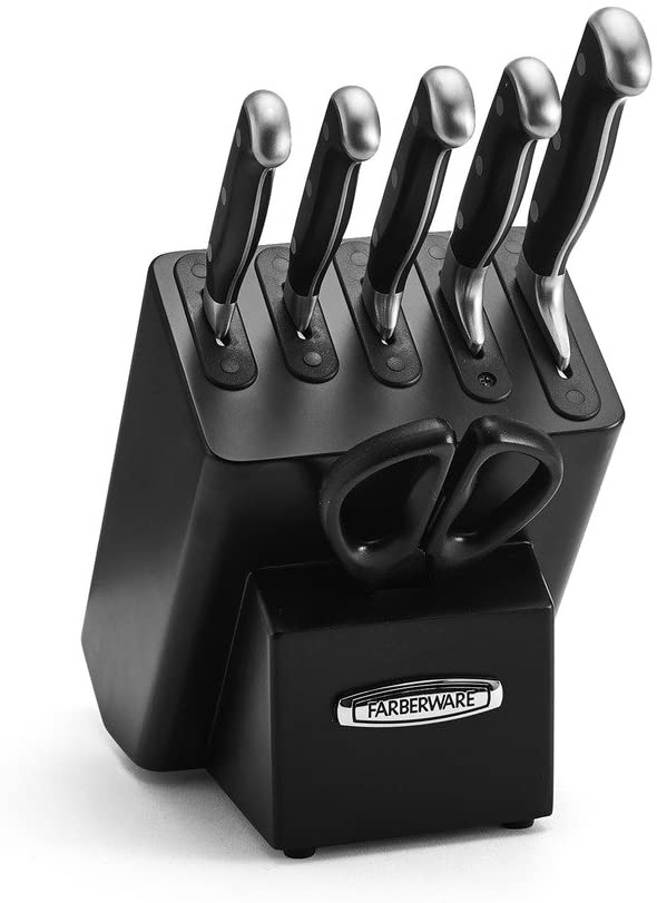Farberware 5204467 Platinum Self-Sharpening Forged Japanese Steel Cutlery 7 Piece Set, Black