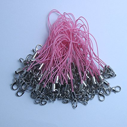 CaseBuy 2.8" 50pcs Pink Mobile Cell Phone Cords Strap Lariat with Lobster Clasp