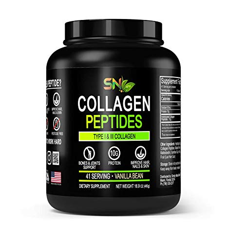 Collagen Peptides (16.9 OZ) Gluten and Pesticide Free, Grass-Fed, Paleo Friendly, Non-GMO- Vanilla Flavored