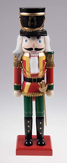 Traditional Wooden Soldier Nutcracker with Sword| Red and Green | Festive Christmas Decor | Classic Collectible Nutcracker | Perfect for Any Decor Theme | 14" Tall Perfect for Shelves and Tables…