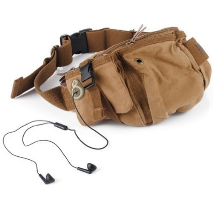 Kattee Top Canvas British Style Chest/ Waist Bag, with Invisible Headphone Hole