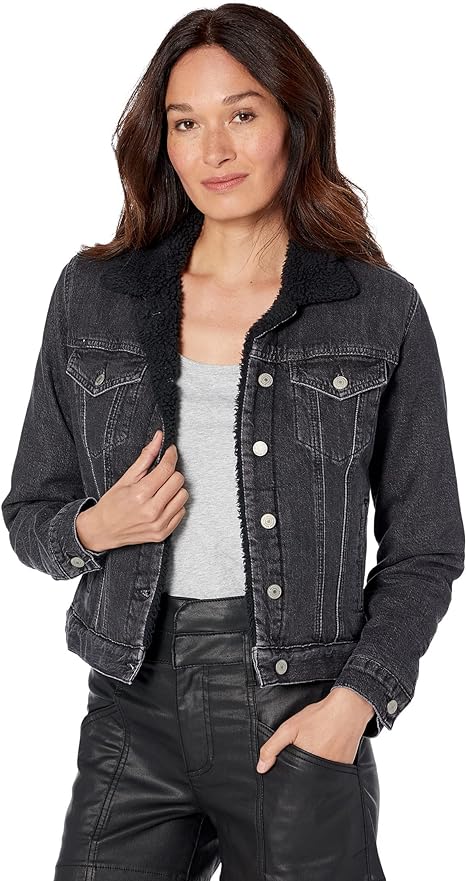 Lucky Brand Women's Sherpa Lined Denim Trucker Jacket