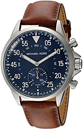 Michael Kors Men's Silvertone Leather Strap Gage Hybrid Smart Watch