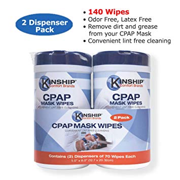 CPAP Mask Cleaning Wipes-Unscented (140 Count 2-70 Count Packs) Convenient Lint Free Cleansing. Easy Opening top