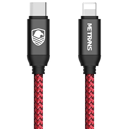 USB 3.1 Type C to Lightning Cable,Metrans USB C 3.1 Male to Lightning Charging Cable Sync & Data Cable for iPhone 6/ 7/6s 7 Plus / iPad / New MacBook / Chromebook Pixel / HP Pavilion,Red