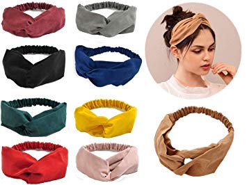 Toptim 9 Pack Women Headbands for Work Non Slip Boho Headbands Vintage Criss Cross Elastic Head Wrap Hair Accessories