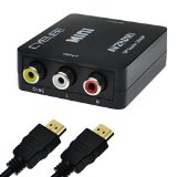 Cyelee Real 720P 1080P Mini Composite 3 RCA CVBS AV To HDMI audio video ConverterInput AV Output HDMI Built-in Upgraded HD Chip For VCR DVD With High-Speed HDMI Cable 65 Feet  2 Meter