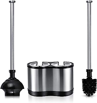 ToiletTree Products Toilet Brush and Plunger Combo - Toilet Brush Plunger Combo - Plunger Brush Combo for Bathroom Accessories - 5.5" x 9.5" x 18.5"