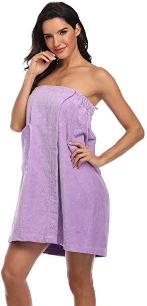 Super Shopping-zone Women's Velcro Towel Wraps Body Wrap Cotton Bath Towel Wraps Towel Robes,Solid Color