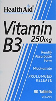 HealthAid Vitamin B3 (Niacinamide) 250mg - Prolong Release - 90 Tablets