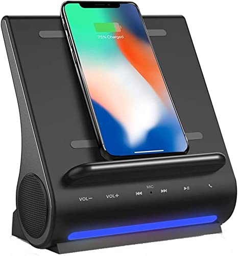 Super Fast 15 Watts Wireless Charging Bluetooth Speakers Handsfree Mic 4 in 1 Hub for iPhone 14 / 13 / 12 / 11 / X Samsung Galaxy S22 / S21 /S20 / Note 20