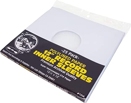 (25) 12" Premium Polylined HEAVYWEIGHT Record Inner Sleeves - Archival Quality, Heavyweight Paper & Plastic #12IA