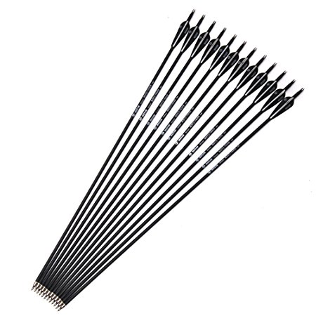 MUSEN 30 inch Carbon Arrow,12PCS/Pack Shaft Removable Field Point Target Arrow