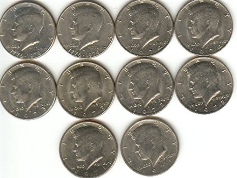 Kennedy Half Dollars 1971 thru 1976 P & D Mints 5 years 10 Coins