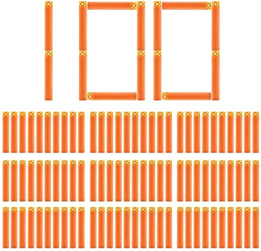 BOROLA 100Pcs Hollow Out Soft Foam Refill Waffle Darts for Nerf N-Strike Elite Series Blasters(Orange)