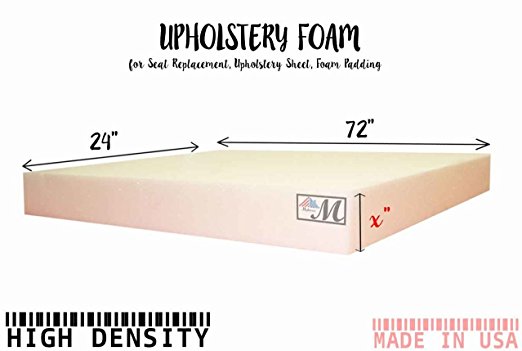[Mybecca] 1H x 24W x 72L HIGH DENSITY Ultra Firm Upholstery Foam Sheet for Seat Replacement, Cross-Sectional Cushion Pad, Foam Padding, Boat Seat, Benches & Auto Car Seats