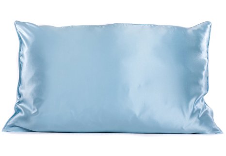 Solid Silk Pillowcase (Crystal Blue, Queen/ Standard) Popular Mother's Day Father's Day Gifts HS0001-CRB-Q