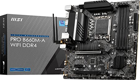 MSI PRO B660M-A WiFi DDR4 Motherboard (mATX, 12th Gen Intel Core, LGA 1700 Socket, DDR4, PCIe 4, 2.5G LAN, M.2 Slots, Wi-Fi 6)