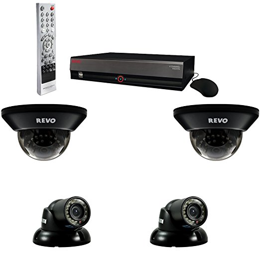 REVO America R44D2GT2G-5G 4-Channel 500GB DVR Surveillance System with 4 700TVL 100-Feet Night Vision Camera (Gray)