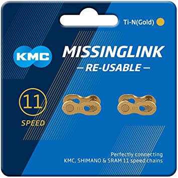 KMC Unisex's 11 Speed MissingLink Joining Link, Ti-N Gold, 2 Pairs