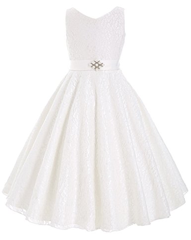 GRACE KARIN Lace Flower Girl Dress V Neck Girls Pageant Wedding Party Ball Gown