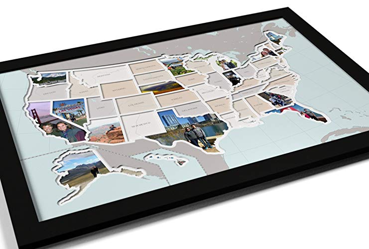 50 States USA Photo Map with Printed Background