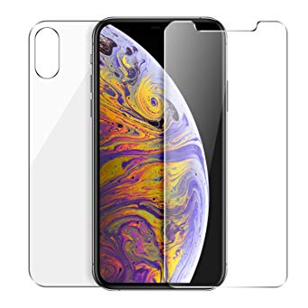 QRemix Front and Back Screen Protector Compatible with iPhone Xs/iPhone X [2-Pack], Tempered Glass [3D Touch] Front and Rear Anti-Fingerprint/Scratch Compatible with iPhoneXs/iPhoneX (5.8 inch)