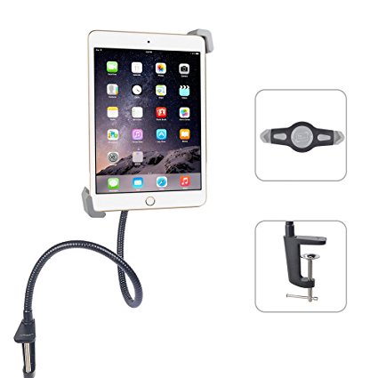 iPad Tablet Stand Holder - ieGeek 360 Degree Rotation Gooseneck Tablet Stand Mount Flexible Adjustable Hands-free Bolt Clamp Stand Mount Universal Fit for iPad Mini iPad 2/3/4, iPad 5/iPad Air/iPad Pro, Samsung Galaxy Tab S2/Tab A/Tab Pro/Tab 3, Google Nexus and Other 7"-11" Tablets (Black)