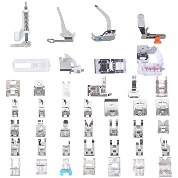 ◕‿◕ Professional Domestic 42 pcs Sewing Machine Presser Feet Set for Brother, Babylock, Singer, Janome, Elna, Toyota, New Home, Simplicity, Necchi, Kenmore, and White Low Shank Sewing Machines