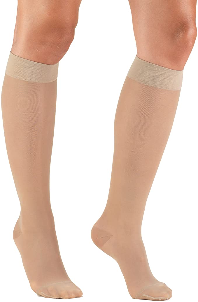 Truform Sheer Compression Stockings, 15-20 mmHg, Women's Knee high Length, 20 Denier, Nude, 2X-Large