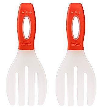 Dexas Long Handled Salad Hands, Red