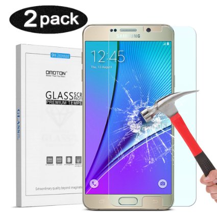 2 Pack Galaxy Note 5 Screen Protector OMOTON Tempered-Glass Screen Protector with 9H Hardness Ultra-Clarity Anti-Scratch No-Bubble Installation for Galaxy Note 5 Lifetime Warranty