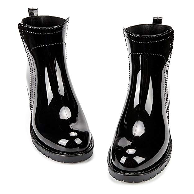 DKSUKO Women's Short Rain Boots Waterproof Ankle Chelsea Booties