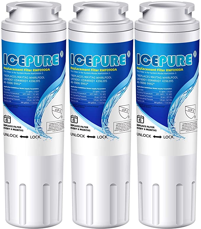 IcePure RFC0900A-3pk Water Filter Replacement Cartridge for Kenmore, Maytag, Amana, Jenn-Air, Whirlpool, Kitchenaid (3 Pack)