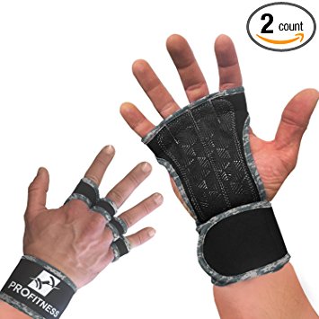 Cross Training Gloves by ProFitness | Non-Slip Palm Silicone Weight lifting Glove to avoid Calluses | Perfect for WODs & Weightlifting | With Wrist Wrap Support, Ideal for both Men & Women