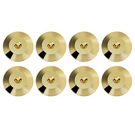 8 Pcs 25 x 4mm Universal Copper Speaker Spikes Pads Speaker Shock Base Pad Isolation Stand Feet Cone Base Mats Floor Disc(Gold)