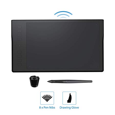 HUION Inspiroy Q11K Wireless Drawing Tablet 11inch Digital Graphics Tablet with 8192 Levels Pressure Sensitivity 8 Express Keys Drawing Glove