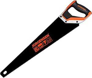 JORGENSEN 20 Inch Black Coated Pro Hand Saw, 11 TPI Fine-Cut Ergonomic Non-Slip Aluminum Ultrasonic Welding Handle for Sawing, Trimming, Gardening, Woodworking, Drywall, Plastic Pipes