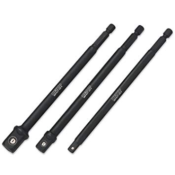 Neiko 00228A Socket Adapter Extension Set, 3 Piece | 1/4, 3/8/ 1/2-Inch Impact Drive, Cr-V Steel | 6-Inch Length Compatible with Power Drills and Drivers