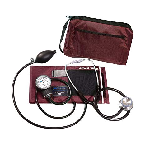 MatchMates Combination Kit with a 3M Littmann Classic II S.E. Stethoscope and a MABIS Aneroid Sphygmomanometer, Burgundy and Black