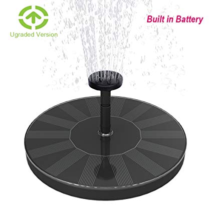 Skywee Upgraded Solar Fountains with Battery Backup, 1.5W Auto Shut-off Solar Powered Submersible Birdbath Fountain Pump, Outdoor Water Pump Solar Pannel Kit for Pond, Fish Tank, Pool, Aquarium