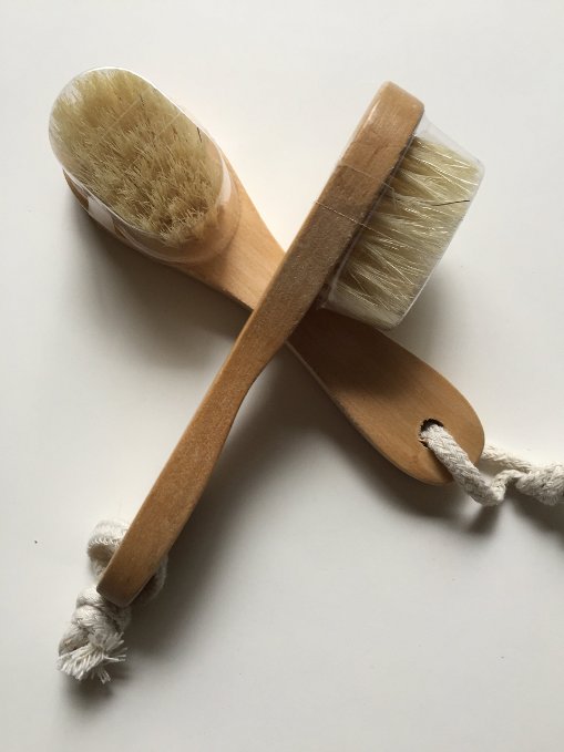 Natural Boar Bristle Wooden Wood Facial Complexion Cleansing Brush - 2 pack
