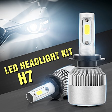 H7 LED Headlight Conversion Blub Kit, Auto Car Led Headlamp Car COB Bulbs, 6000K 9W-36W Cool White 7600LM, All-in-One Error Free Design (H7)