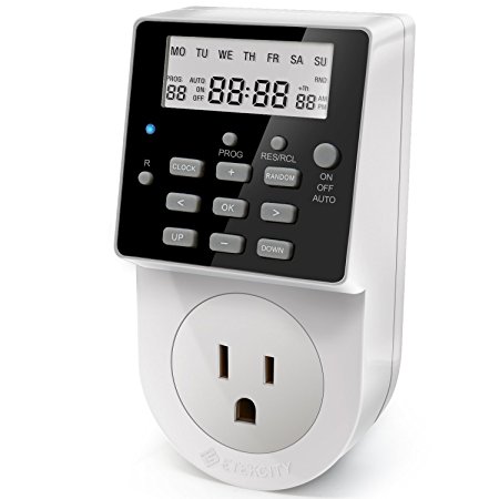 Etekcity Light Timer Outlet Switch, Plug-in Heavy Duty Digital 7-day Programmable Infinite Cycle Plug, Energy Saving, 15A/1875W