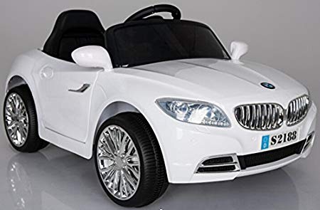 Ricco S2188 WHITE Kids Coupe BMW Style Ride on Car with LED Lights Music Parental Remote Control